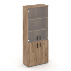 Style Project Шкаф высокий широкий SN.STS-102 Дуб Табак/Прозрачный/Черный Ручки 796*400*1982