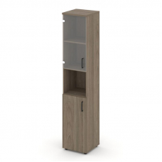 Style Project Шкаф высокий узкий SN.STU.E-105(L) Вяз Благородный/Прозрачный/Черный Ручки 400*400*198