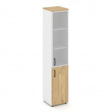 Style Project Шкаф высокий узкий SN.STU.E-103(R) Белый/Тиквуд Светлый/Сатин/Черный Ручки 400*400*198