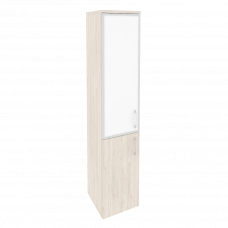 Onix Шкаф высокий узкий левый O.SU-1.2 R (L) white Денвер Светлый/Стекло White 400*420*1977