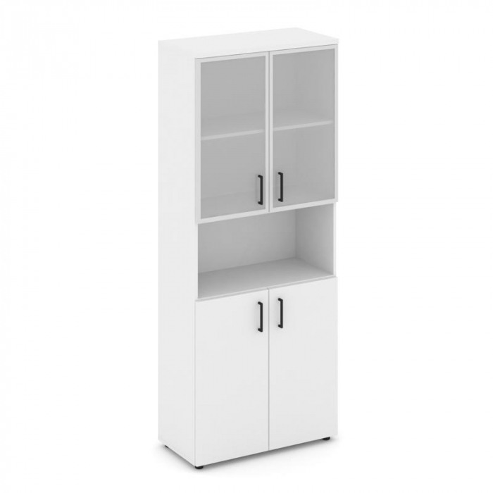 Style Project Шкаф высокий широкий SN.STS.E-106 Белый/Сатин/Черный Ручки 796*400*1982