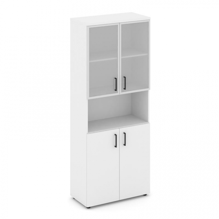 Style Project Шкаф высокий широкий SN.STS.E-106 Белый/Сатин/Черный Ручки 796*400*1982