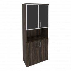 Onix Шкаф высокий широкий O.ST-1.4 R black Дуб Мали/Стекло Black 800*420*1977