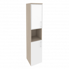 Onix Шкаф высокий узкий левый O.SU-1.4 R (L) white Дуб Аттик/Белый Бриллиант/Стекло White 400*420*19