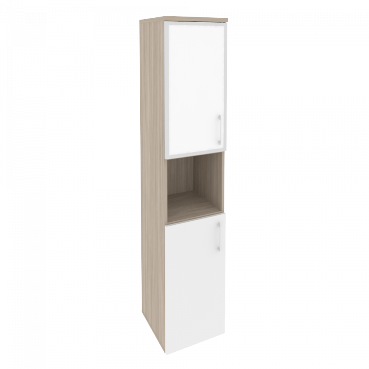 Onix Шкаф высокий узкий левый O.SU-1.4 R (L) white Дуб Аттик/Белый Бриллиант/Стекло White 400*420*19