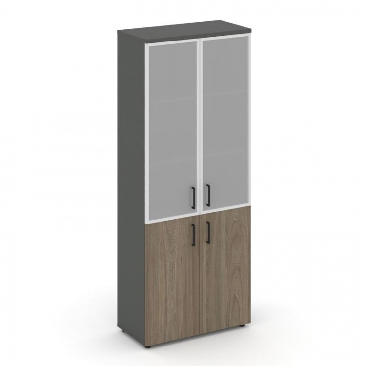 Style Project Шкаф высокий широкий SN.STS-103 Антрацит/Вяз Благородный/Сатин/Черный Ручки 796*400*19