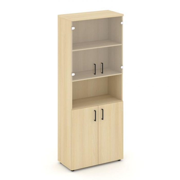 Style Project Шкаф высокий широкий SN.STS.E-105 Акация Лорка/Прозрачный/Черный Ручки 796*400*1982