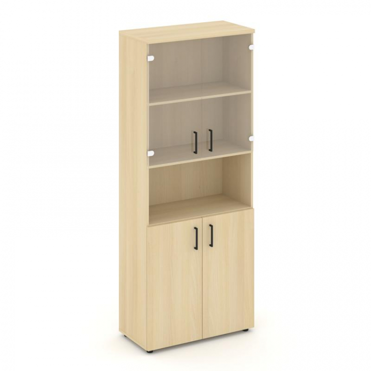 Style Project Шкаф высокий широкий SN.STS.E-105 Акация Лорка/Прозрачный/Черный Ручки 796*400*1982