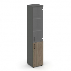 Style Project Шкаф высокий узкий SN.STU-102(R) Антрацит/Вяз Благородный/Прозрачный/Черный Ручки 400*