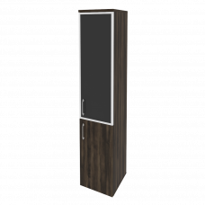 Onix Шкаф высокий узкий правый O.SU-1.2 R (R) black Дуб Мали/Стекло Black 400*420*1977