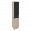 Onix Шкаф высокий узкий левый O.SU-1.2 R (L) black Дуб Аттик/Cтекло Black 400*420*1977