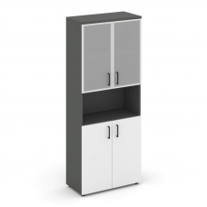 Style Project Шкаф высокий широкий SN.STS-106 Антрацит/Антрацит/Белый/Черный Ручки 796*400*1982