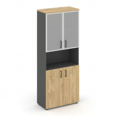 Style Project Шкаф высокий широкий SN.STS-106 Антрацит/Тиквуд Светлый/Сатин/Черный Ручки 796*400*198