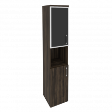 Onix Шкаф высокий узкий левый O.SU-1.4 R (L) black Дуб Мали/Стекло Black 400*420*1977