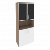 Onix Шкаф высокий широкий O.ST-1.4 R black Дуб Аризона/Белый Бриллиант/Cтекло Black 800*420*1977