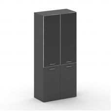 Fresco Шкаф широкий высокий FRU.ST-101 black Базальт UM/Лакобель Черный/Хром 896*460*2000