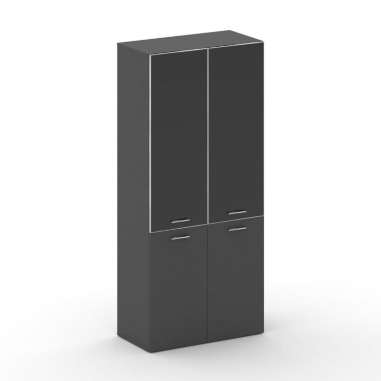 Fresco Шкаф широкий высокий FRU.ST-101 black Базальт UM/Лакобель Черный/Хром 896*460*2000