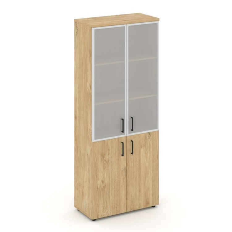 Style Project Шкаф высокий широкий SN.STS-103 Тиквуд Светлый/Сатин/Черный Ручки 796*400*1982