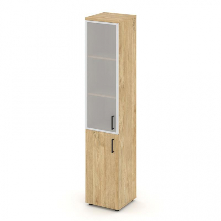 Style Project Шкаф высокий узкий SN.STU.E-103(L) Тиквуд Светлый/Сатин/Черный Ручки 400*400*1982