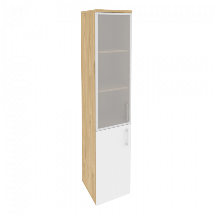 Onix Шкаф высокий узкий левый O.SU-1.2 R (L) Тиквуд Светлый/Белый Бриллиант 400*420*1977