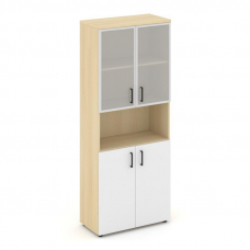 Style Project Шкаф высокий широкий SN.STS.E-106 Акация Лорка/Белый/Сатин/Черный Ручки 796*400*1982