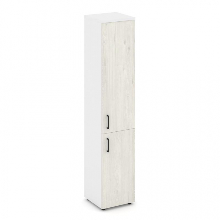 Style Project Шкаф высокий узкий правый SN.STU.E-104(R) Белый/Белый/Дуб Наварра/Черный Ручки 400*400
