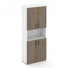 Style Project Шкаф высокий широкий SN.STS-107 Белый/Белый/Вяз Благородный/Черный Ручки 796*400*1982