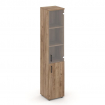 Style Project Шкаф высокий узкий SN.STU-102(R) Дуб Табак/Прозрачный/Черный Ручки 400*400*1982