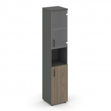 Style Project Шкаф высокий узкий SN.STU.E-105(R) Антрацит/Вяз Благородный/Прозрачный/Черный Ручки 40