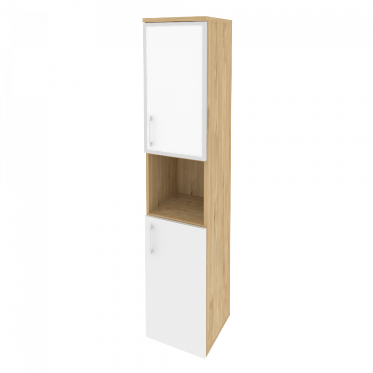 Onix Шкаф высокий узкий правый O.SU-1.4 R (R) white Тиквуд Светлый/Белый Бриллиант/Стекло White 400*