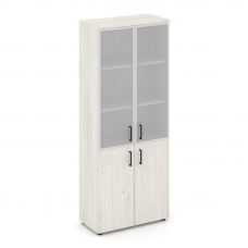 Style Project Шкаф высокий широкий SN.STS-103 Дуб Наварра/Сатин/Черный Ручки 796*400*1982