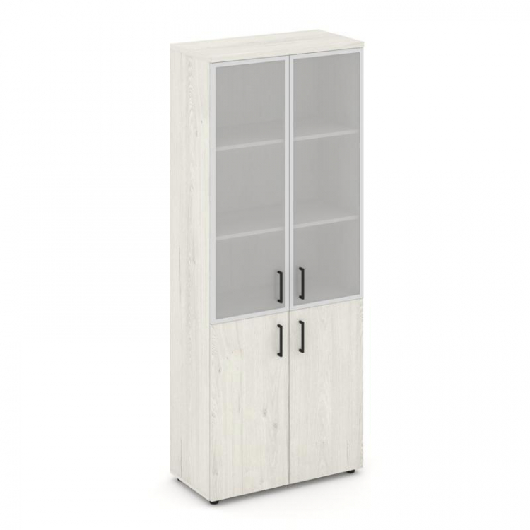 Style Project Шкаф высокий широкий SN.STS-103 Дуб Наварра/Сатин/Черный Ручки 796*400*1982