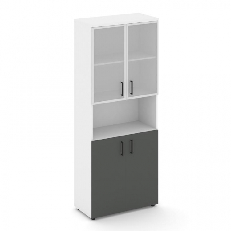 Style Project Шкаф высокий широкий SN.STS.E-106 Белый/Белый/Антрацит/Черный Ручки 796*400*1982