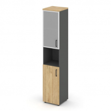 Style Project Шкаф высокий узкий SN.STU.E-106(L) Антрацит/Тиквуд Светлый/Сатин/Черный Ручки 400*400*