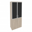 Onix Шкаф высокий широкий O.ST-1.2 R black Дуб Аттик/Cтекло Black 800*420*1977