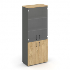 Style Project Шкаф высокий широкий SN.STS-102 Антрацит/Тиквуд Светлый/Прозрачный/Черный Ручки 796*40