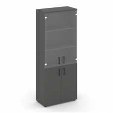 Style Project Шкаф высокий широкий SN.STS-102 Антрацит/Прозрачный/Черный Ручки 796*400*1982