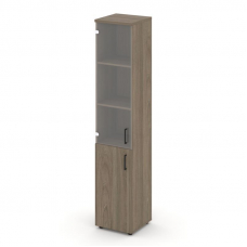 Style Project Шкаф высокий узкий SN.STU-102(L) Вяз Благородный/Прозрачный/Черный Ручки 400*400*1982