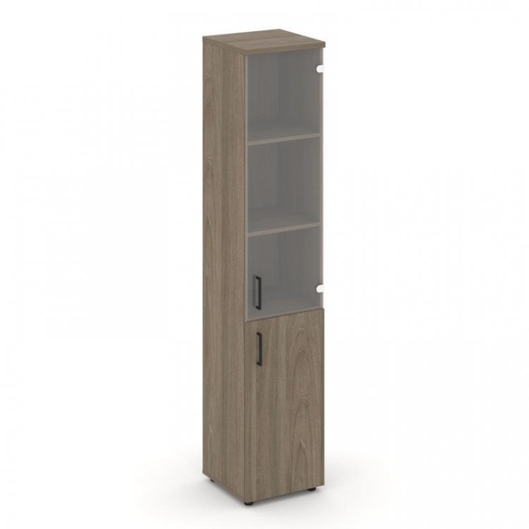 Style Project Шкаф высокий узкий SN.STU.E-102(R) Вяз Благородный/Прозрачный/Черный Ручки 400*400*198