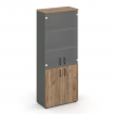 Style Project Шкаф высокий широкий SN.STS.E-102 Антрацит/Дуб Табак/Прозрачный/Черный Ручки 796*400*1