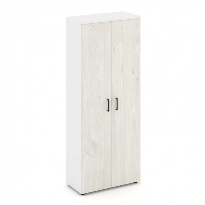 Style Project Шкаф высокий широкий SN.STS-108 Белый/Белый/Дуб Наварра/Черный Ручки 796*400*1982