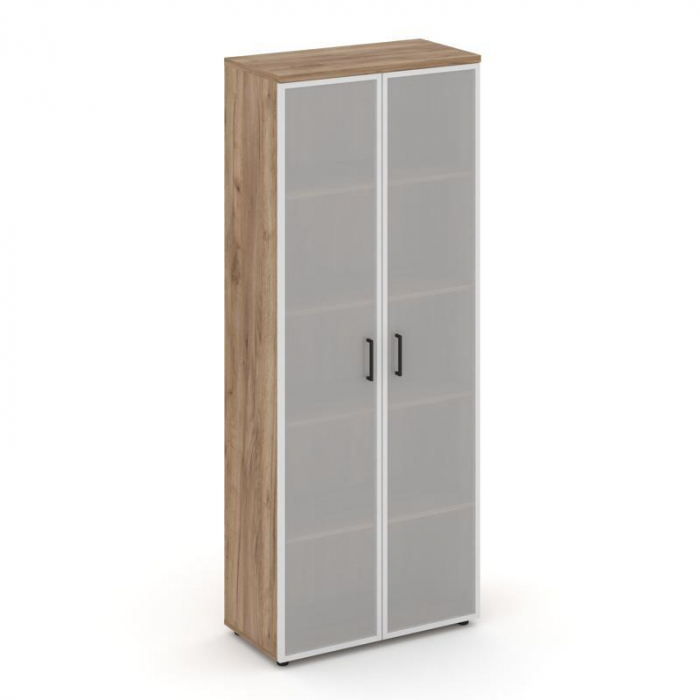 Style Project Шкаф высокий широкий SN.STS.E-109 Дуб Табак/Сатин/Черный Ручки 796*400*1982