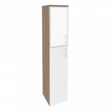 Onix Шкаф высокий узкий левый O.SU-1.7 R (L) white Дуб Аризона/Белый Бриллиант/Стекло White 400*420*