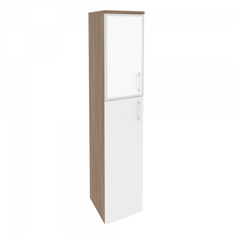 Onix Шкаф высокий узкий левый O.SU-1.7 R (L) white Дуб Аризона/Белый Бриллиант/Стекло White 400*420*