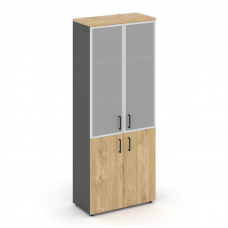 Style Project Шкаф высокий широкий SN.STS-103 Антрацит/Тиквуд Светлый/Сатин/Черный Ручки 796*400*198