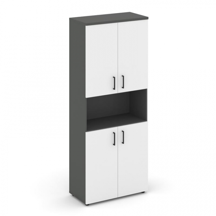 Style Project Шкаф высокий широкий SN.STS-107 Антрацит/Антрацит/Белый/Черный Ручки 796*400*1982