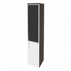 Onix Шкаф высокий узкий правый O.SU-1.2 R (R) black Дуб Мали/Белый Бриллиант/Cтекло Black 400*420*19