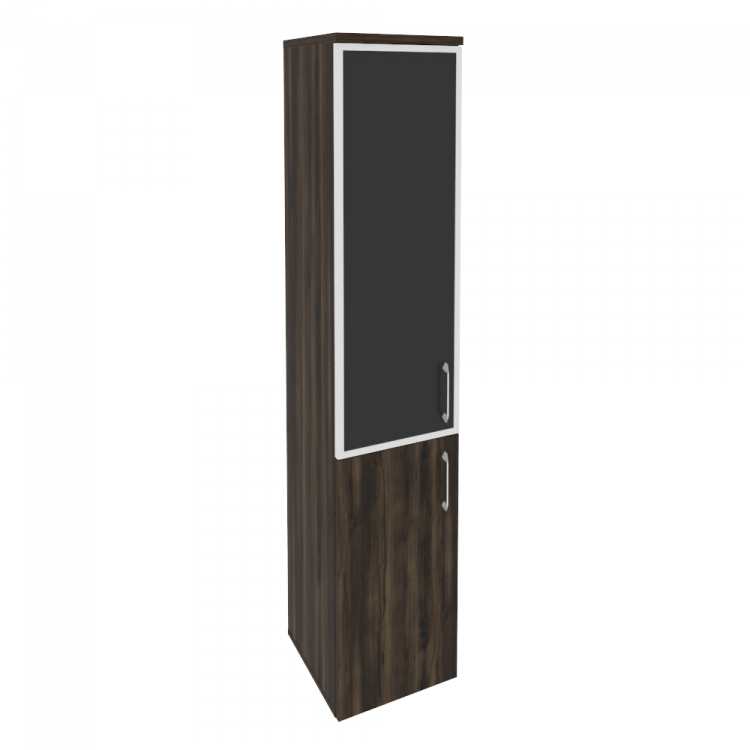 Onix Шкаф высокий узкий левый O.SU-1.2 R (L) black Дуб Мали/Стекло Black 400*420*1977