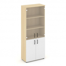 Style Project Шкаф высокий широкий SN.STS.E-102 Акация Лорка/Белый/Прозрачный/Черный Ручки 796*400*1