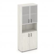 Style Project Шкаф высокий широкий SN.STS-106 Дуб Наварра/Сатин/Черный Ручки 796*400*1982